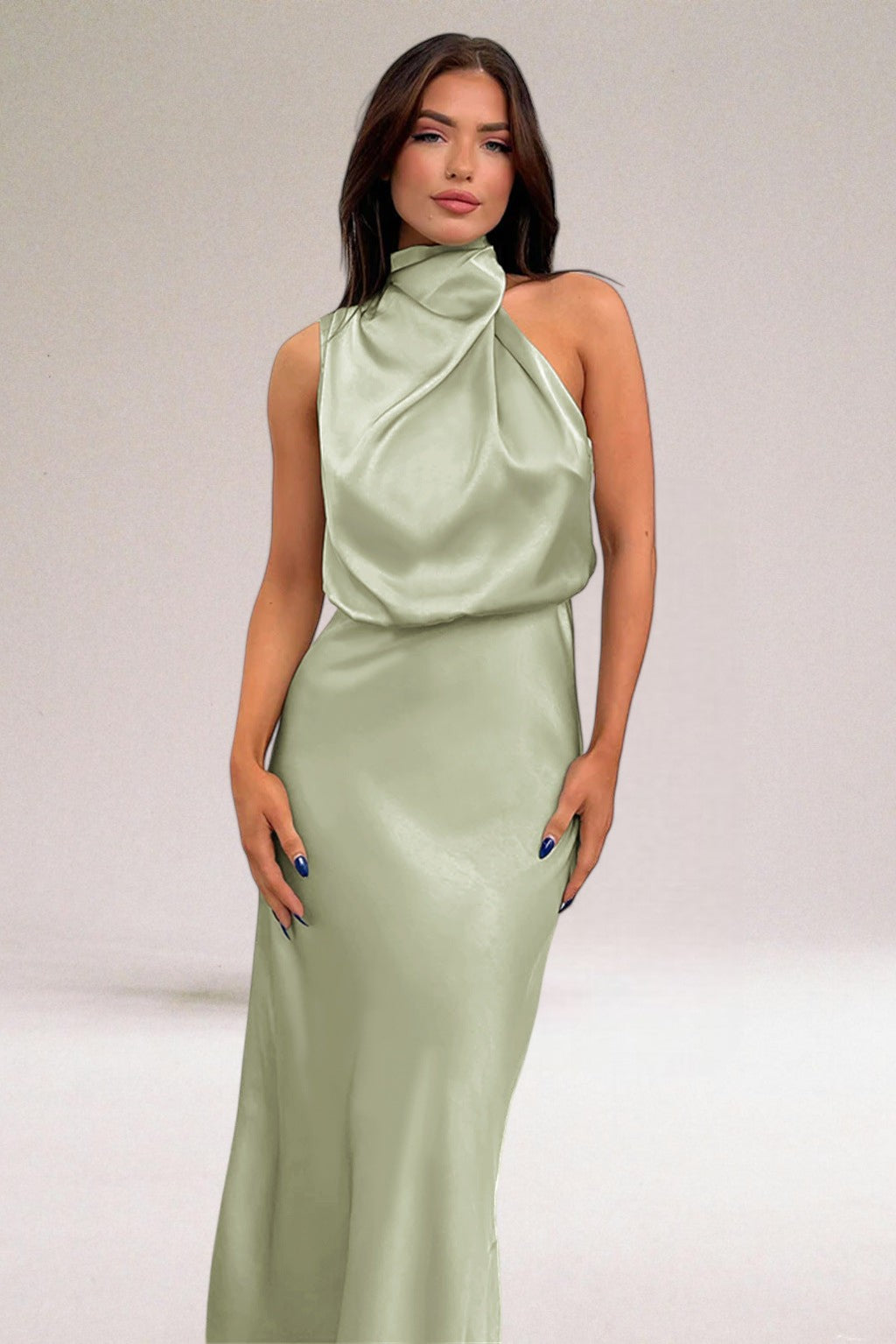 Ava™ | Glamorous Satin Halter Dress