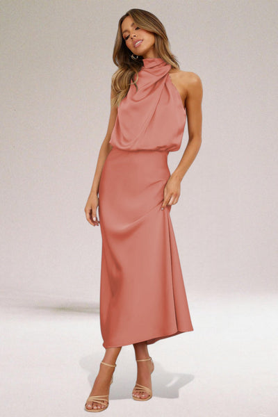 Ava™ | Glamorous Satin Halter Dress