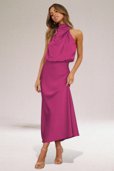 Ava™ | Glamorous Satin Halter Dress