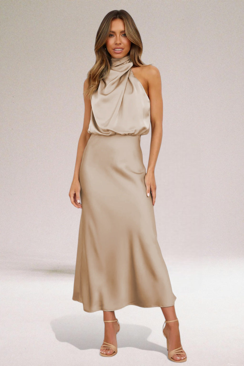 Ava™ | Glamorous Satin Halter Dress