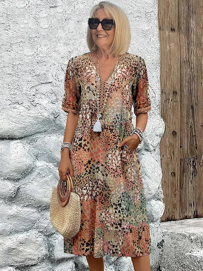 Yvonna™ | Elegant Floral Midi Dress