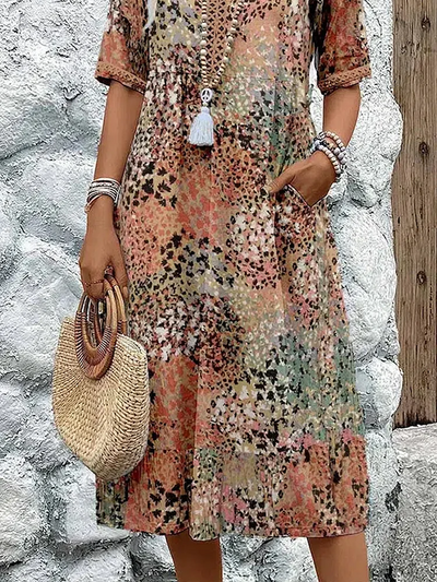 Yvonna™ | Elegant Floral Midi Dress