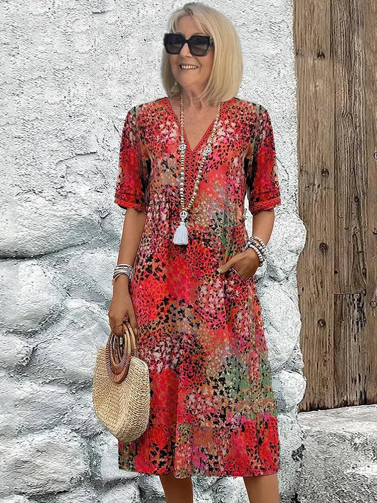 Yvonna™ | Elegant Floral Midi Dress
